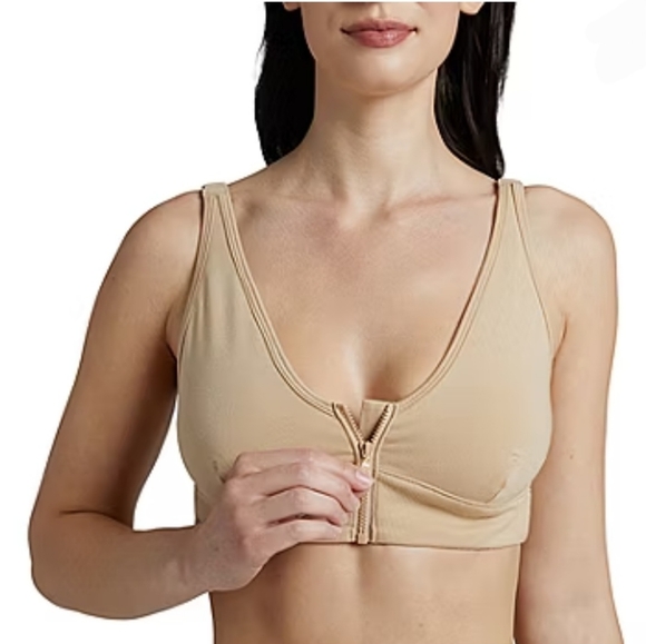SLICK CHICKS Wireless Zip Front Adaptive Lounge Bra NEW - LARGE - Picture 1 of 12